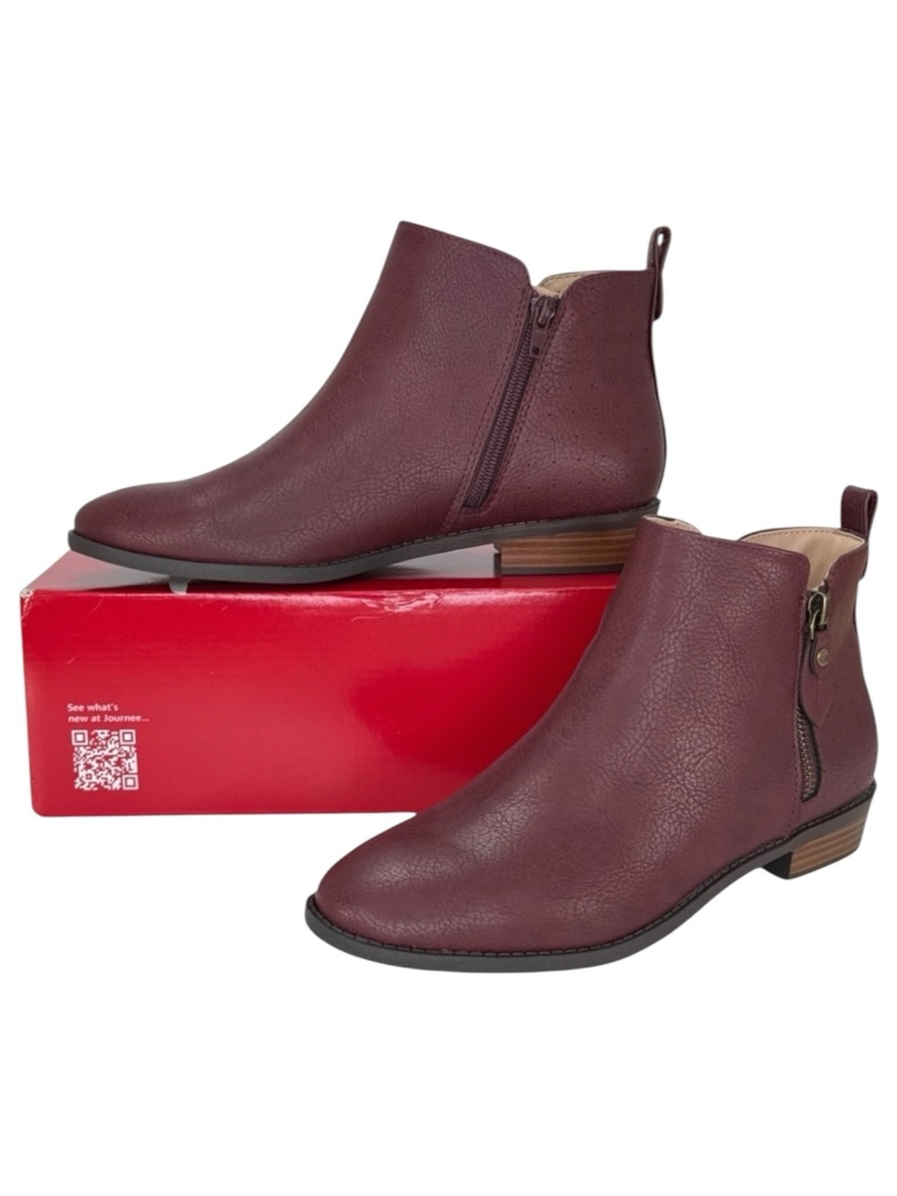 Journee Collection Ellis Wine Faux Leather Womens Shooties Size 10M